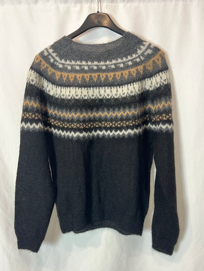 MAJE. Jersey negro greca lana. T 1 (S)