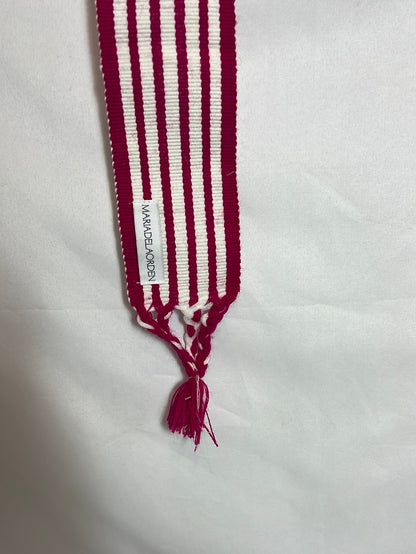 MARIA DE LA ORDEN. Pink and white striped fabric belt
