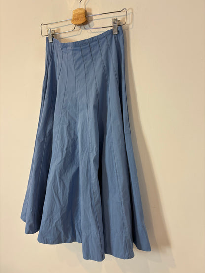 ZARA. Falda midi azul costuras