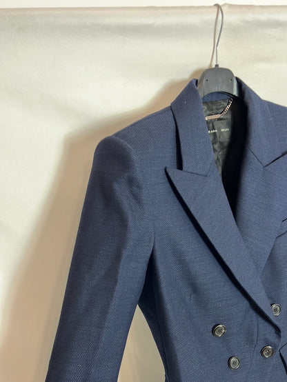 BARBARA BUI. Chaqueta azul cruzada hombreras . T 42