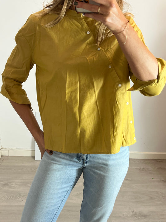 INTROPIA. Mustard button-down blouse, size 40