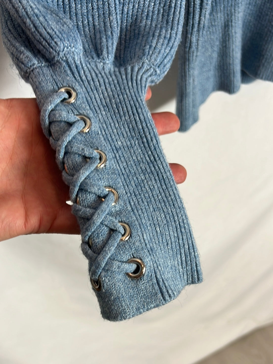 MARINA V. Jersey azul canalé T.2(m)