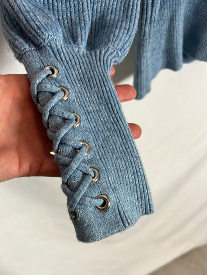 MARINA V. Jersey azul canalé T.2(m)