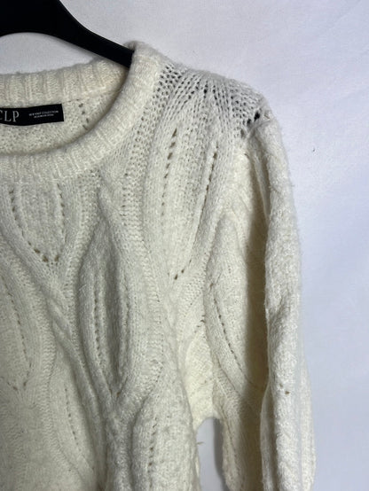 CLP. Jersey beige mangas abullonada T.l