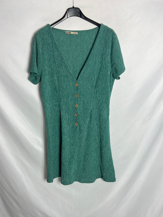 PULL&BEAR. Vestido corto textura verde agua. TM