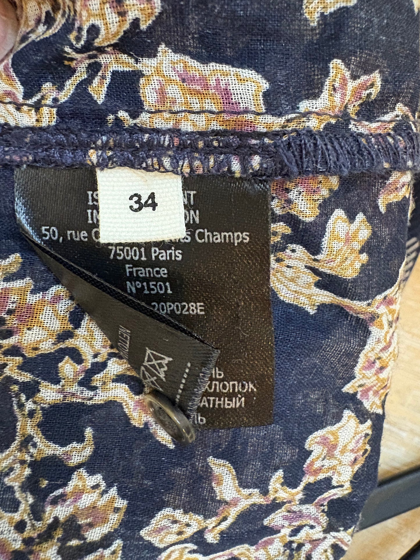 ISABEL MARANT ÉTOILE. Blusa estampada detalles. T 34 (S)