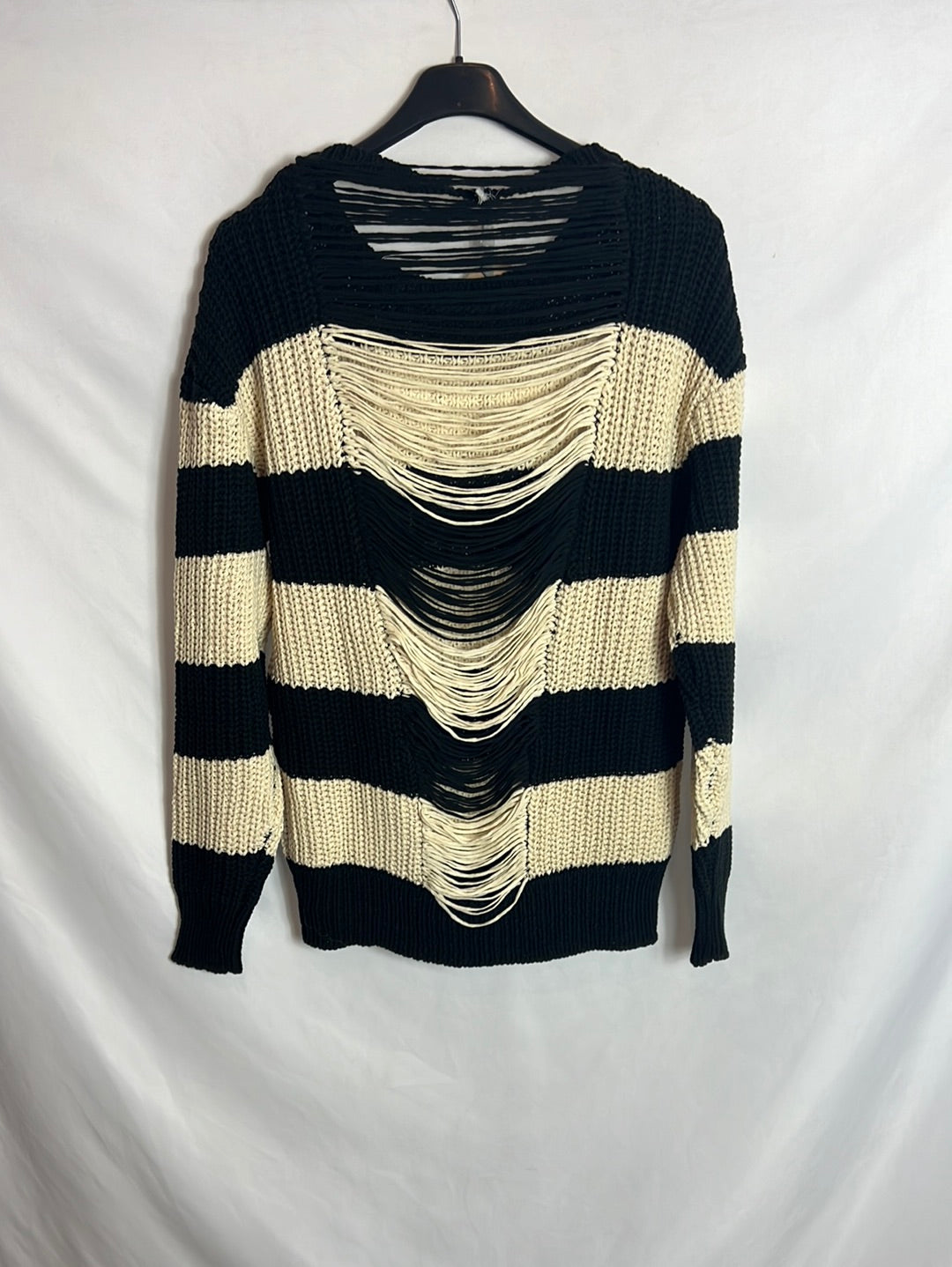 THE HIP TEE. Jersey rayas detalles. T S/M