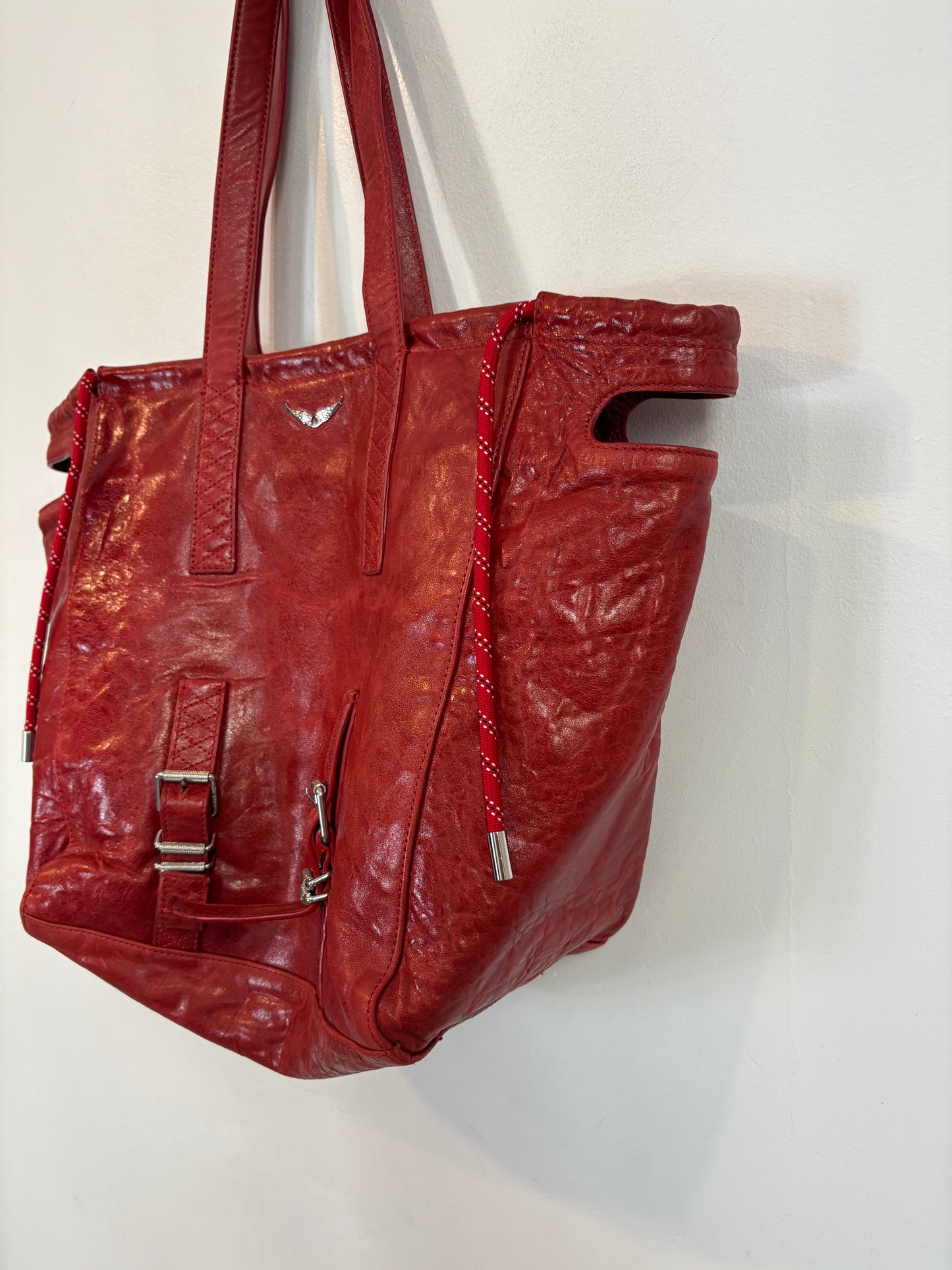 ZADIG & VOLTAIRE. Bolso shopper rojo piel