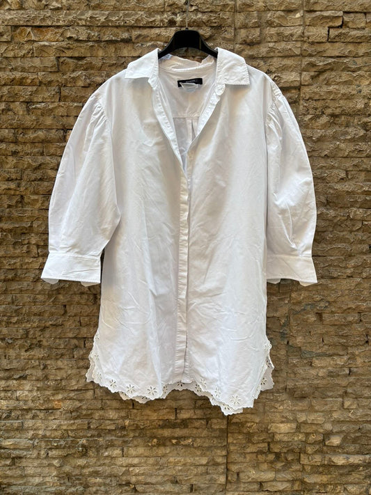 Weekend MAxMARA. Vestido camisero blanco detalle bordado