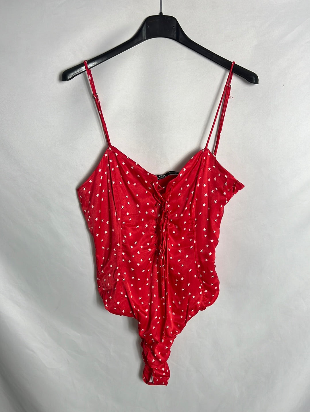 ZARA. Red satin star bodysuit. TM