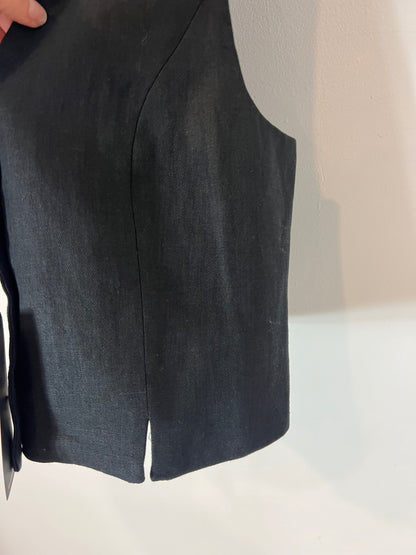 MASSIMO DUTTI. Chaleco gris oscuro lino T.m