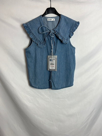 PULL&BEAR. Blusa sin mangas denim. T S