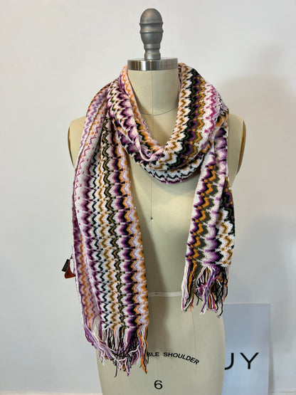 MISSONI. Zigzag fringe cotton scarf