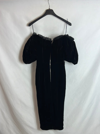 ROSES&amp;LACE. Romantic black silk dress. TS