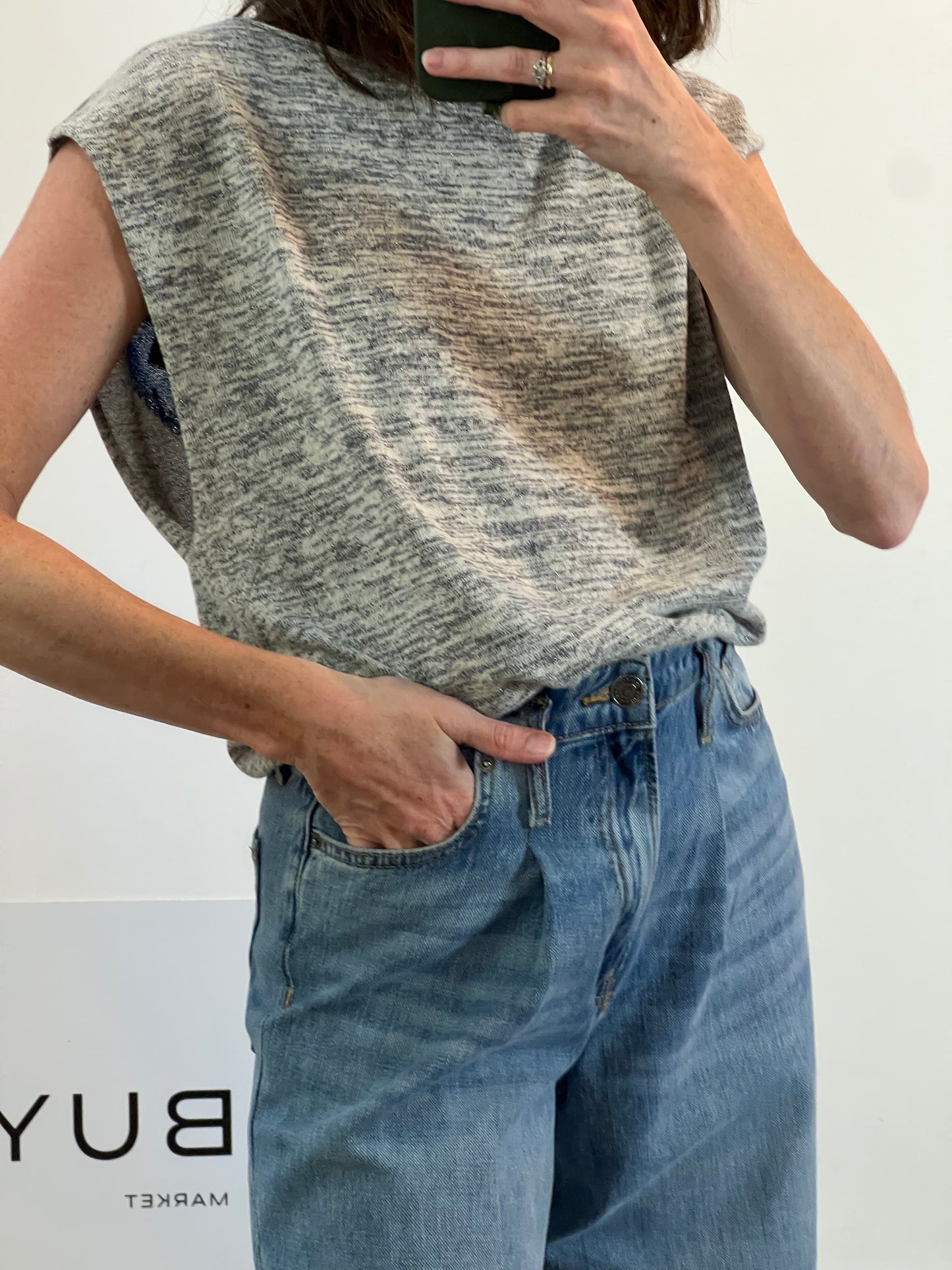 ZADIG&VOLTAIRE. Top gris estampado brillo T.s