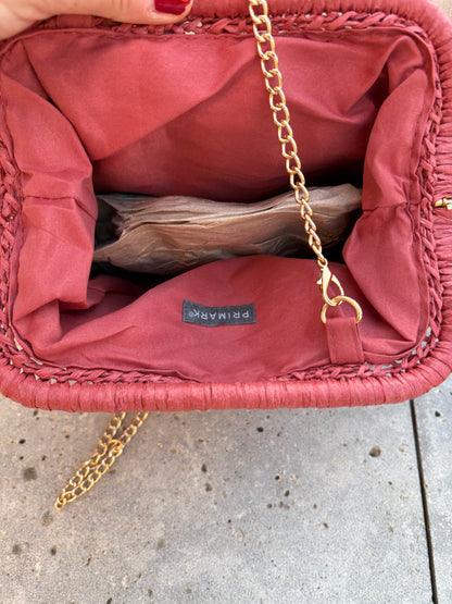 Bolso rafia rosa oscuro