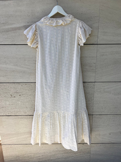 ANDION. Vestido beige tejido flores. T.S