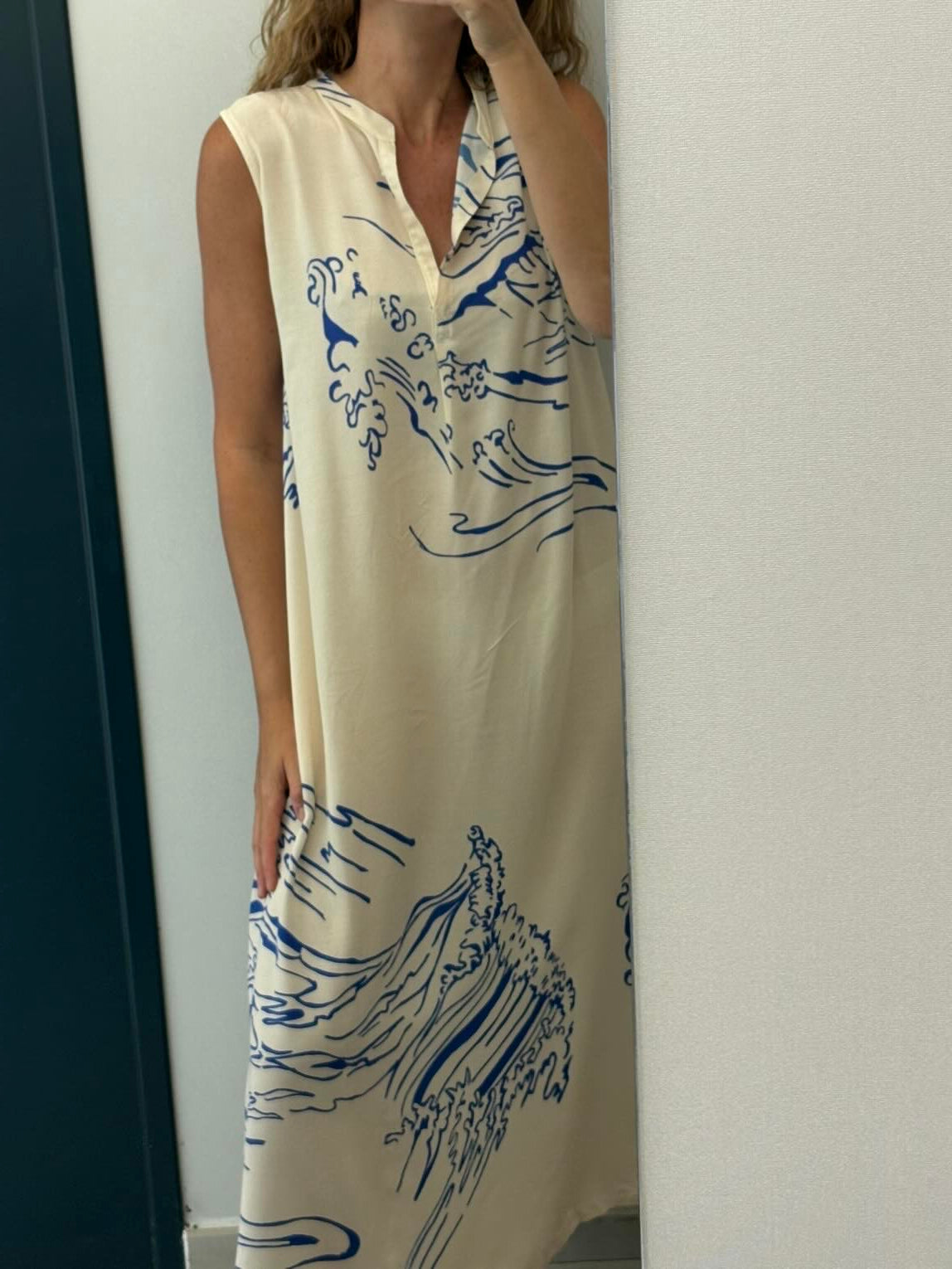 Vestido largo fluido estampado dibujo