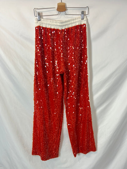 KATE. Pantalones bicolor lentejuelas fluidos. T L