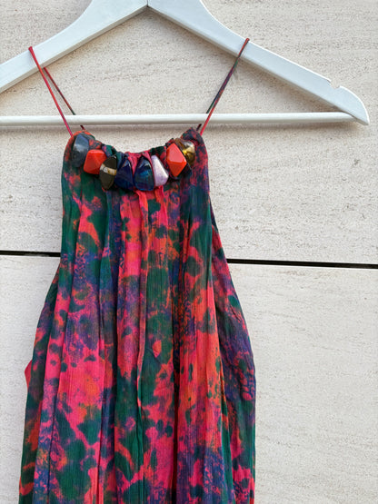 ZARA. Vestido largo halter estamapdo
