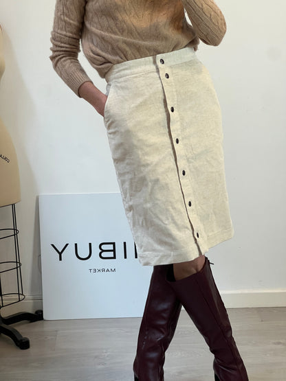 MASSCOB. Falda midi beige jaspeada