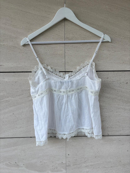ZARA. Top color crudo bordados
