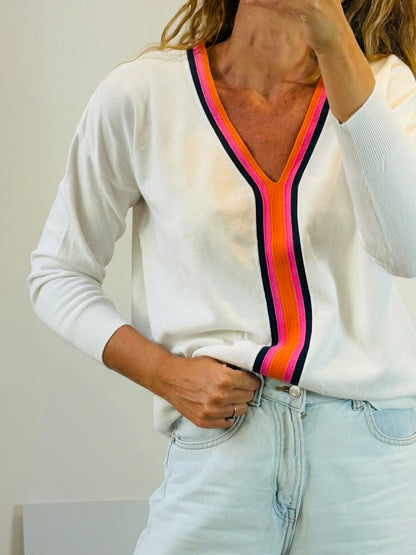 VILAGALLO. Jersey algodón cuello pico