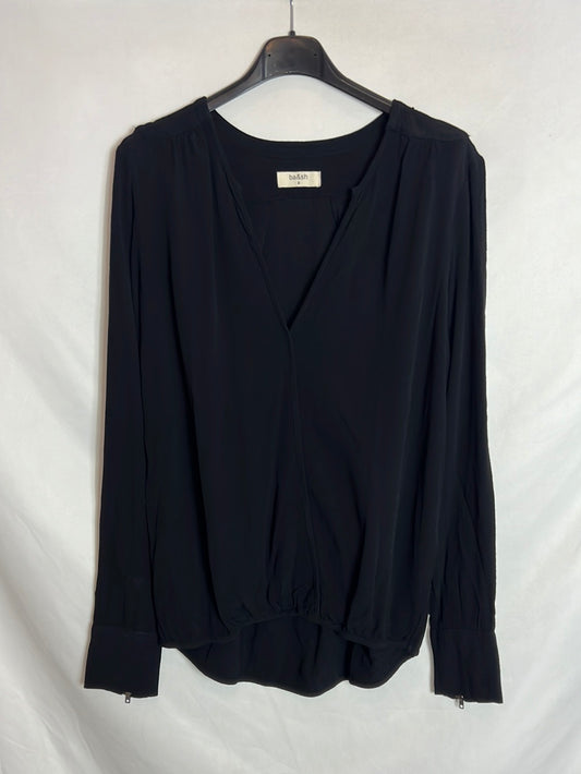 BA&amp;SH. Black blouse with cuff detail. Size 2(M)