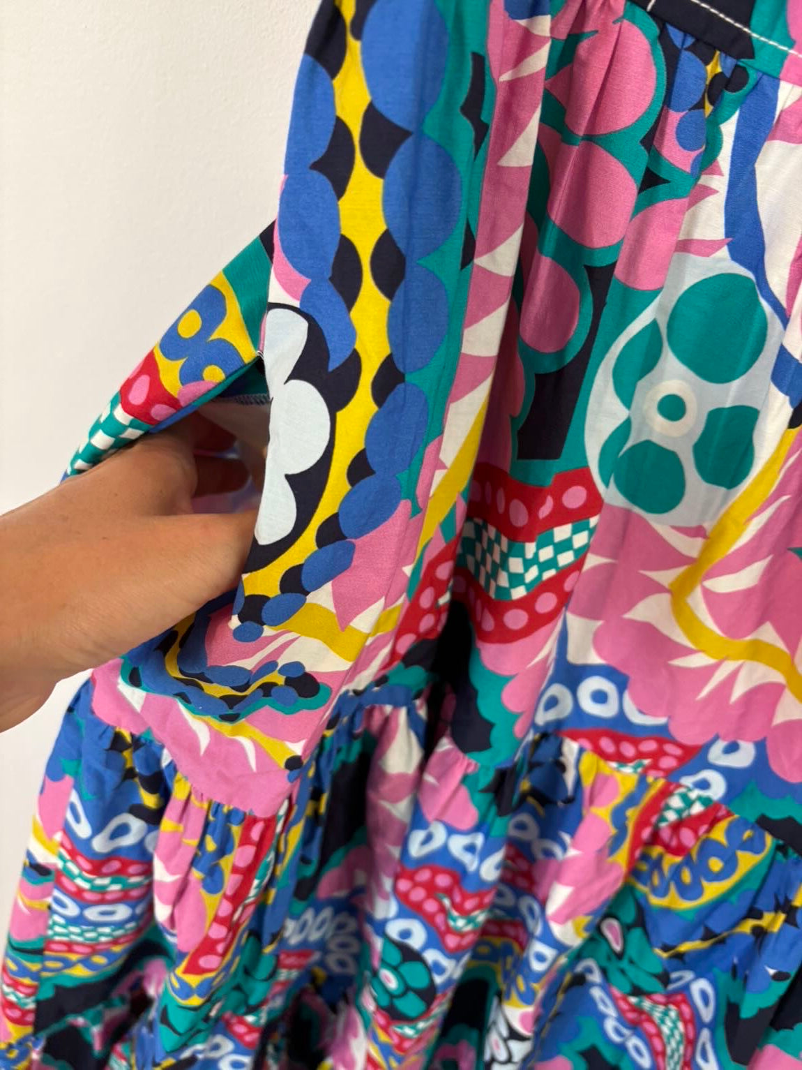 J.  CREW. Vestido multi estampado bolsillos