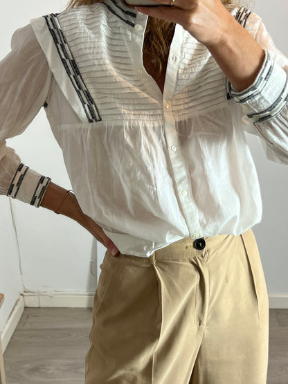 BA&amp;SH. Embroidered white blouse. T 1(S)