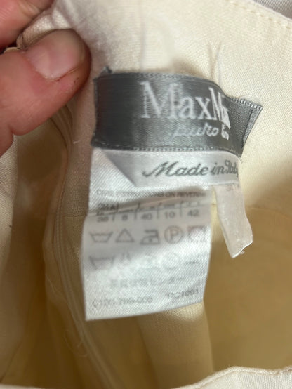 MAxMARA. Vestido lino midi color crudo. T 40