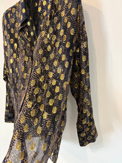 MASSIMO DUTTI. Blusa fluida dorados