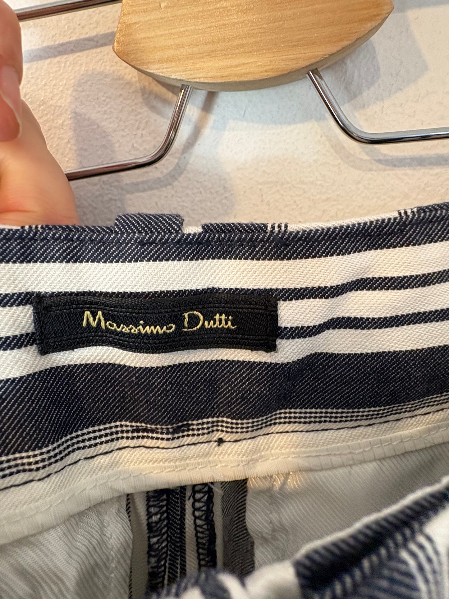MASSIMO DUTTI. Pantalón azul rayas mezcla
