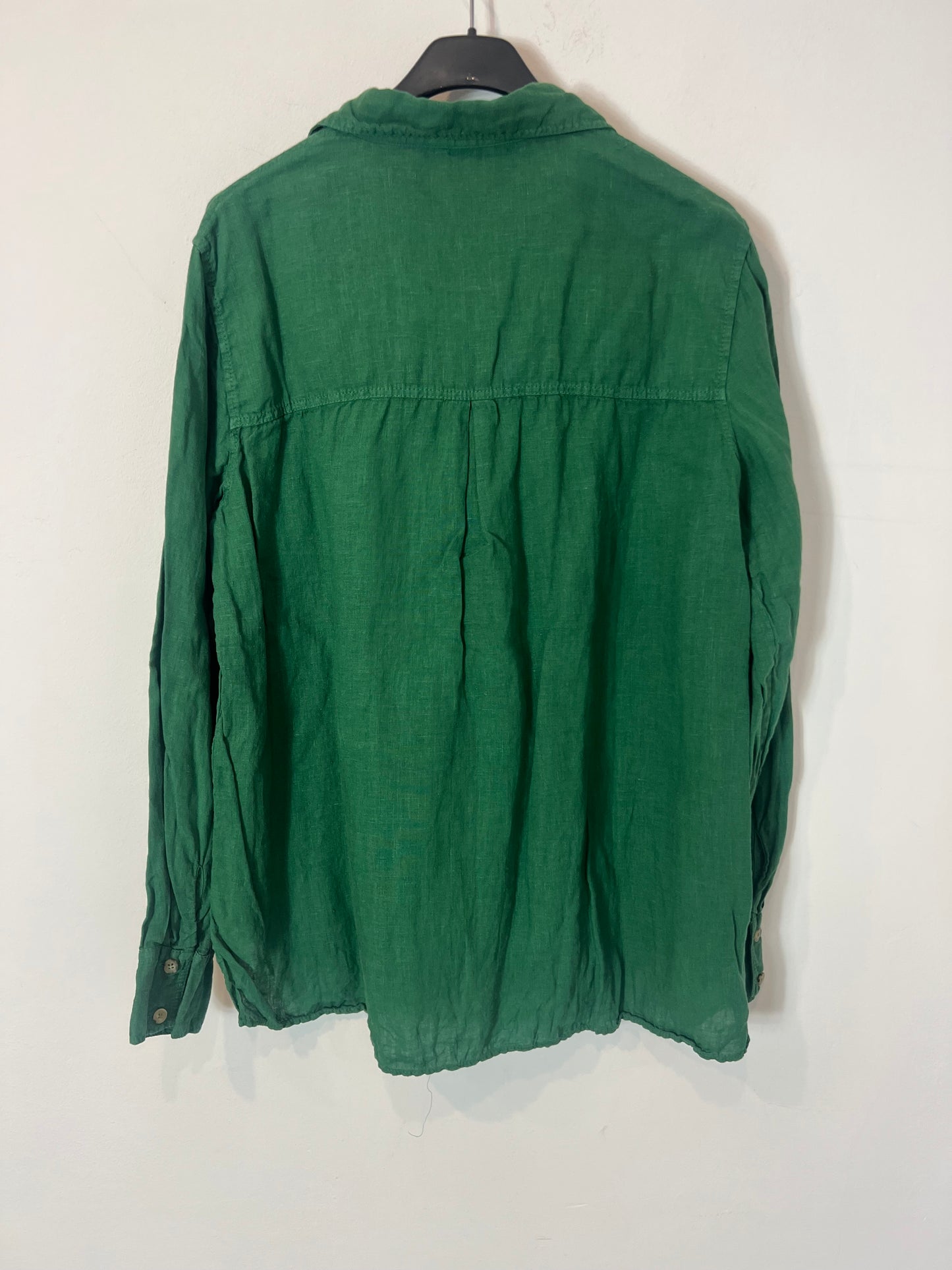 MASSIMO DUTTI. Green linen shirt T.40