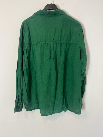 MASSIMO DUTTI. Green linen shirt T.40