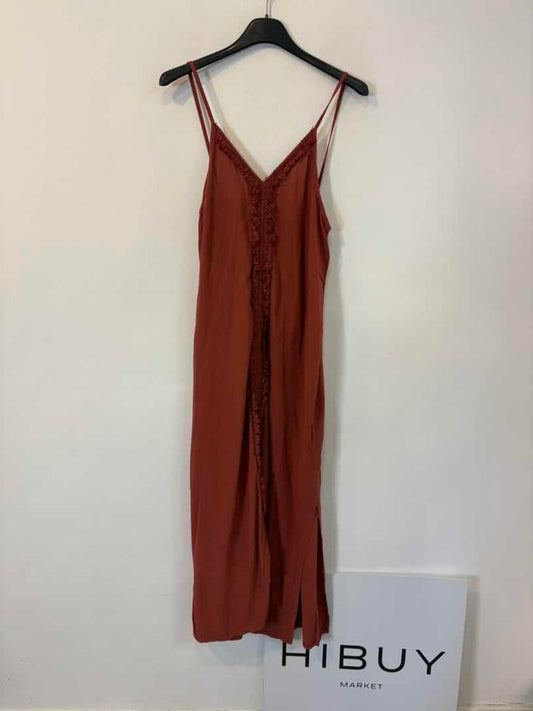 Vestido largo teja con lino