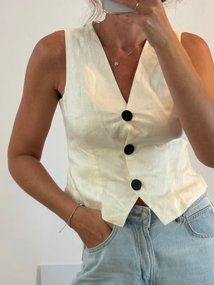OYSHO. Chaleco beige algodón T.m