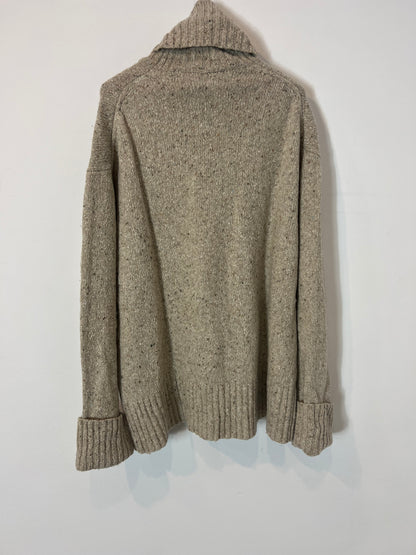 ECOALF. Jersey beige jaspeado cuello vuelto. T M