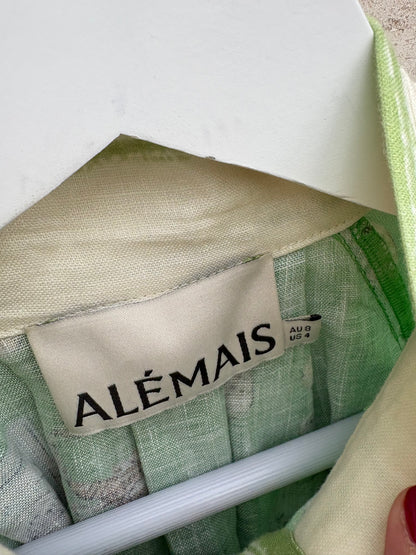 ALÉMAIS. Vestido lino abotonado estampado