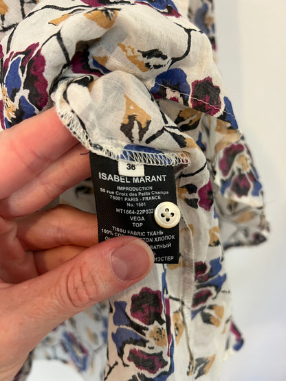 ISABEL ETOILÉ MARANT. Blusa blanca flores T.36