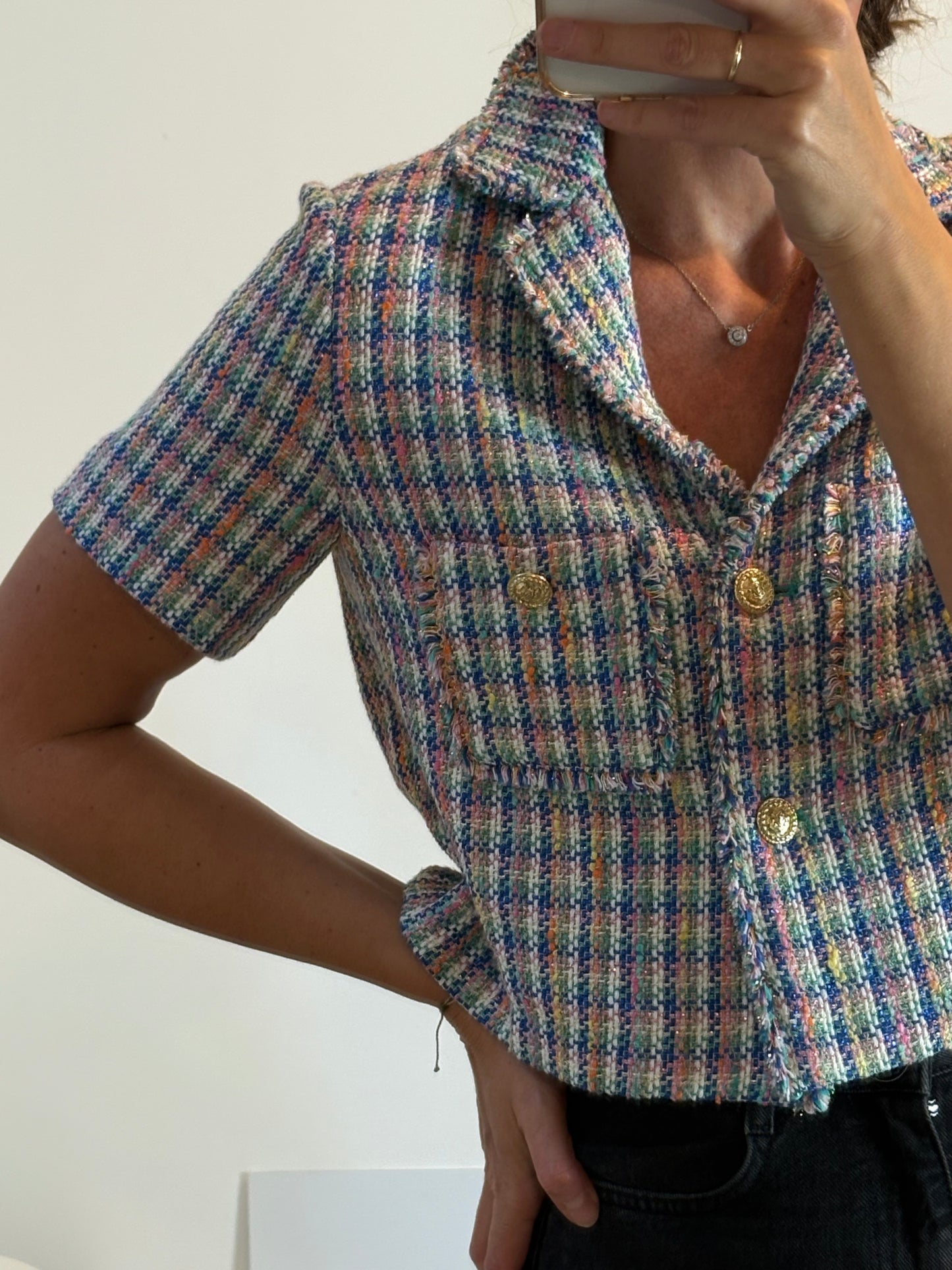 MAJE. Top tweed colores