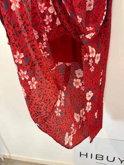ZADIG & VOLTAIRE . Falda larga seda en rojo abertura