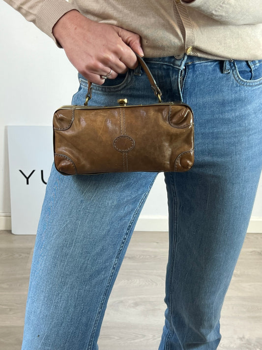 MALABABA. Vintage brown leather mini bag (Tara)