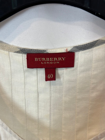 BURBERRY. White linen midi dress. Size 40