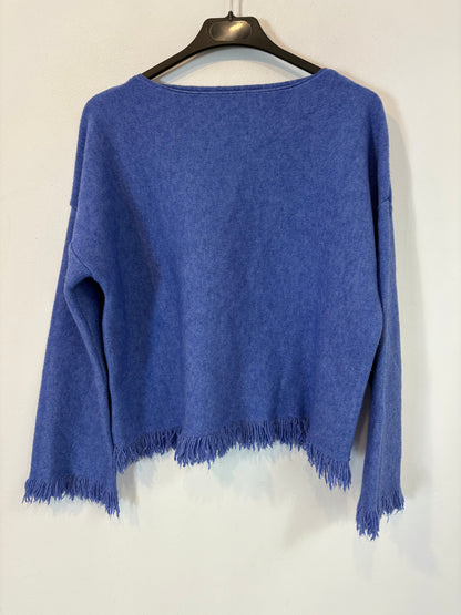 OTHERS. Heathered blue fringed sweater. TS/M