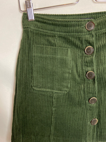 ZARA. Falda verde pana T.XS