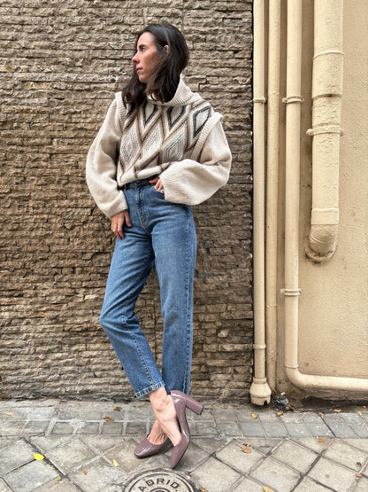 HOUSE OF HARLOW 1960. Jersey beige rombos T. M