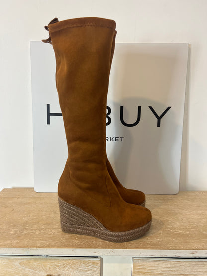 ALHAMAS. Botas altas ante elástico camel. T 37