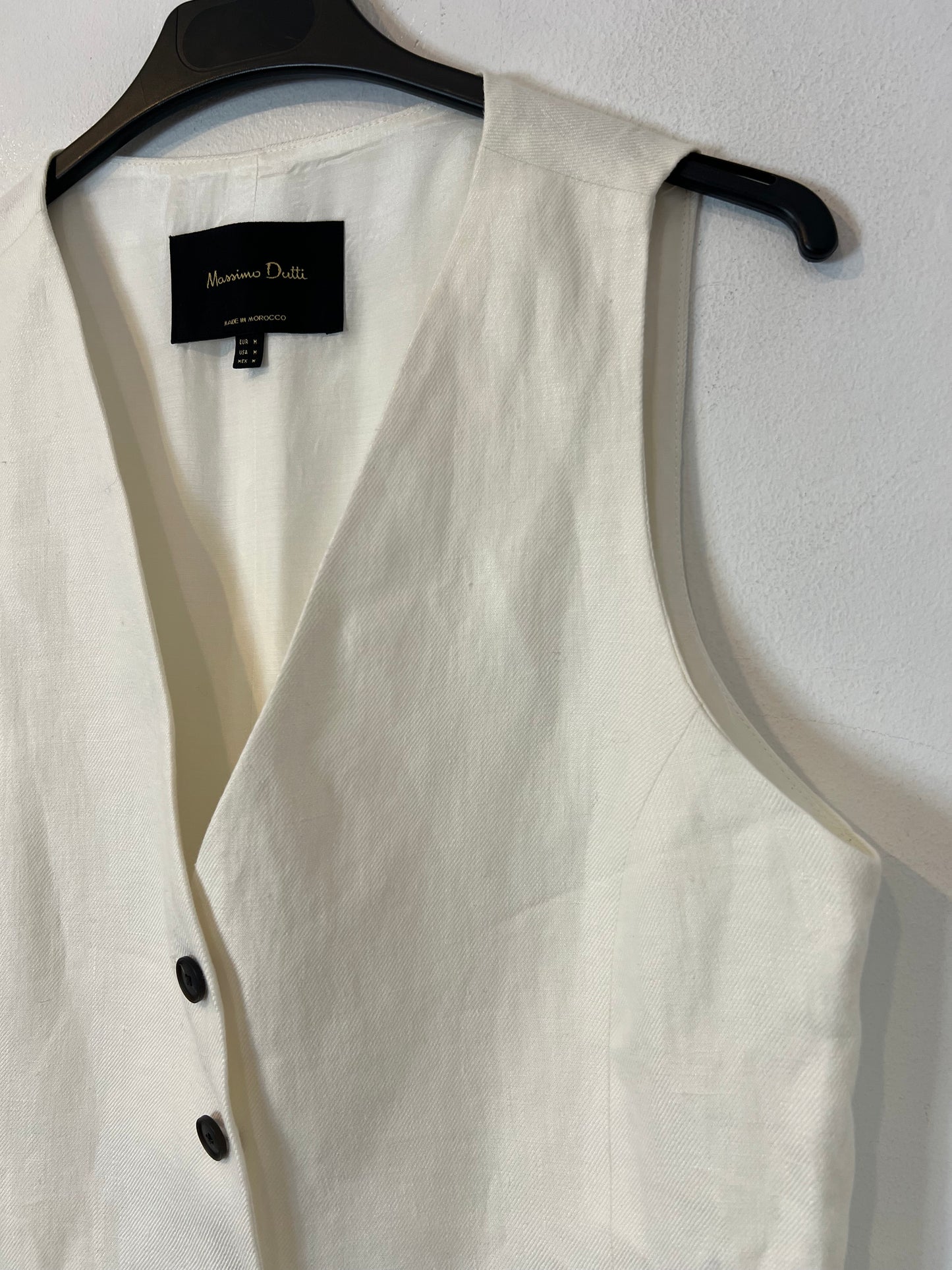 MASSIMO DUTTI. Chaleco lino blanco