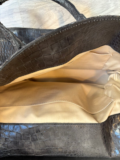 OTRAS. Bolso de mano gris piel